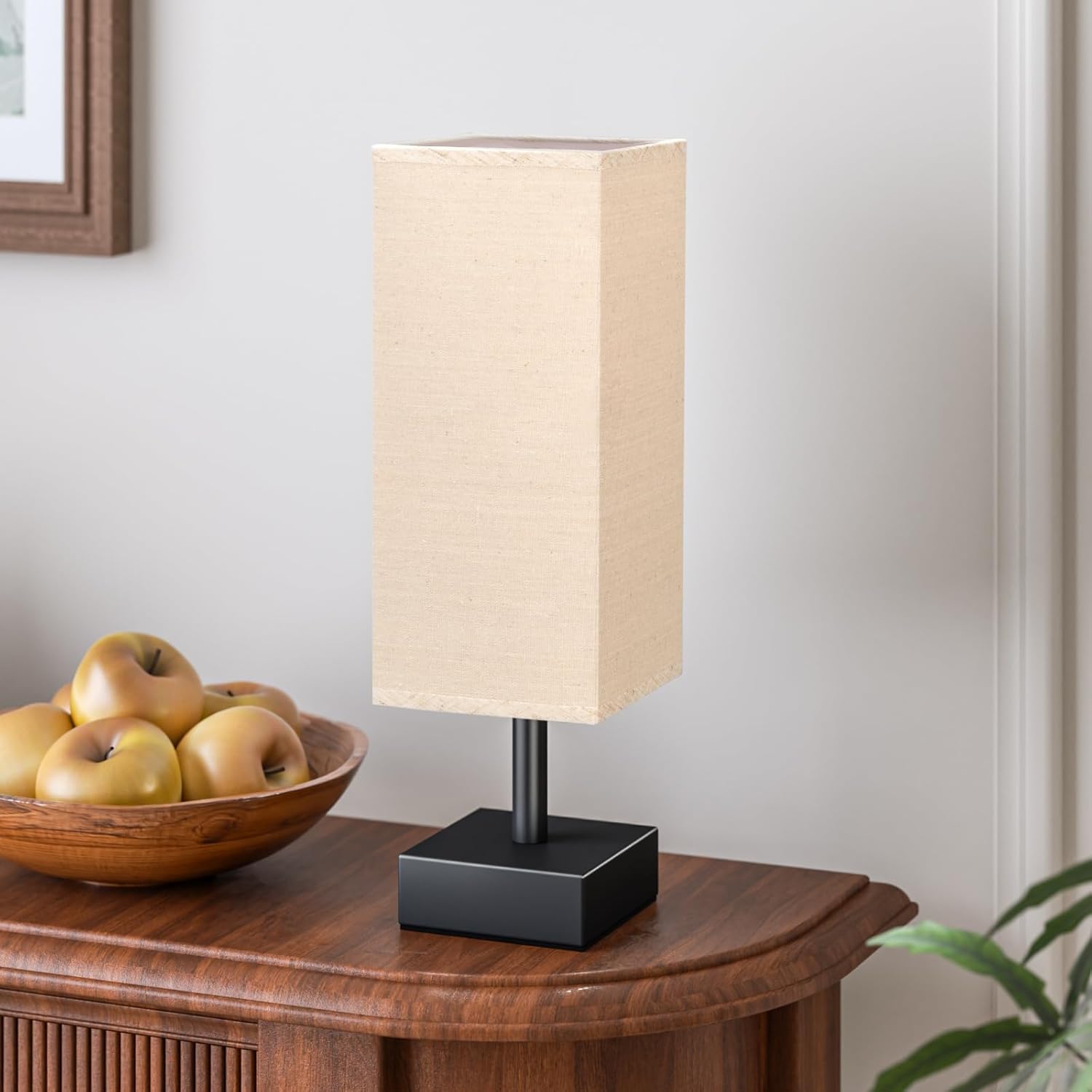 Small Bedside Table Lamp with Fabric Shade for Bedroom Desk Office biymjk