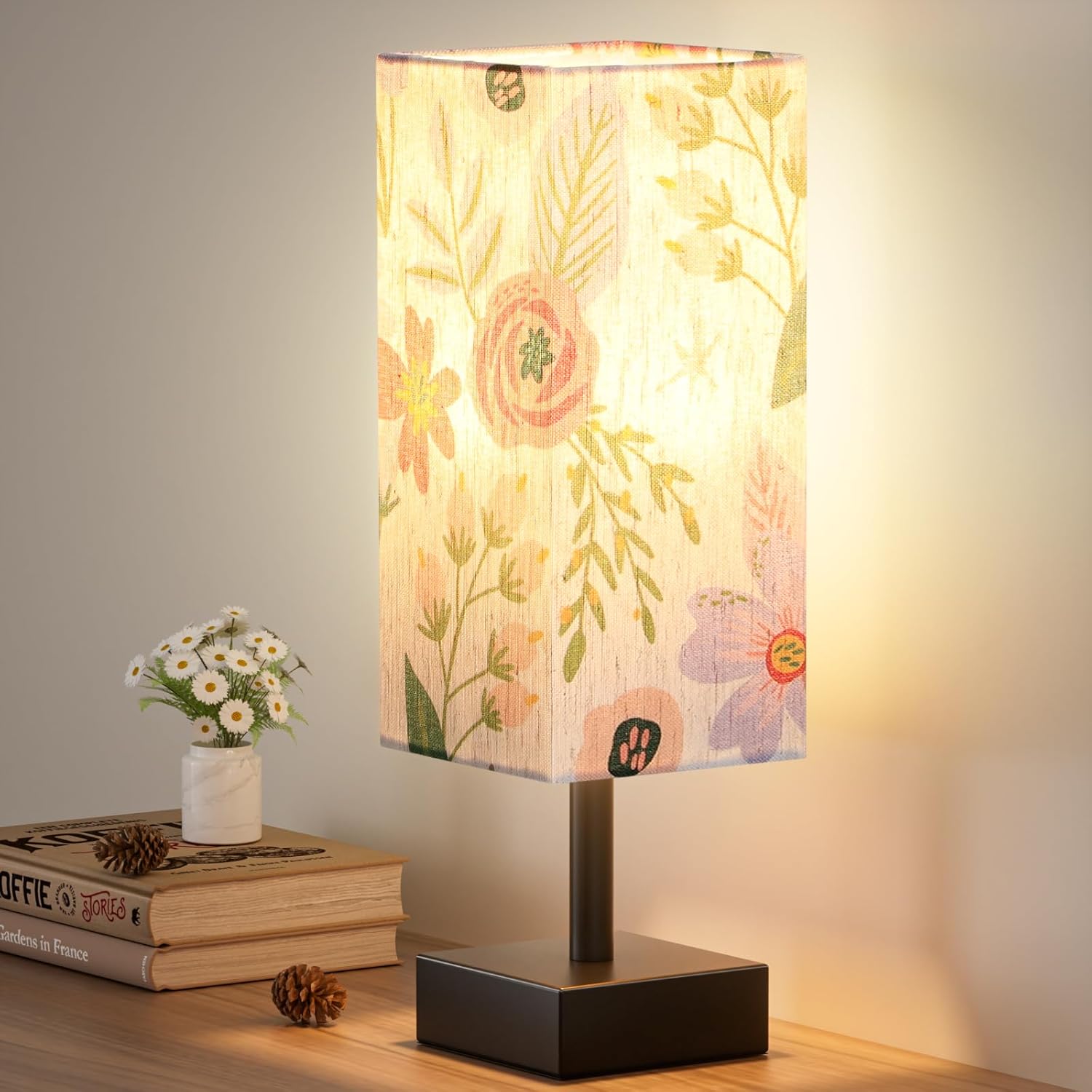 Small Bedside Table Lamp with Fabric Shade for Bedroom Desk Office biymjk