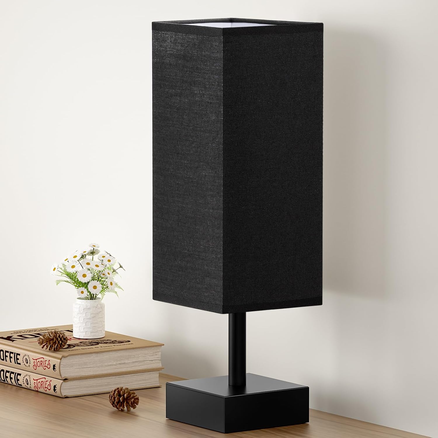Small Bedside Table Lamp with Fabric Shade for Bedroom Desk Office biymjk